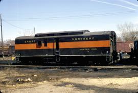 Great Northern Railway Heater Car HC14 at Minneapolis, Minnesota in 1973.