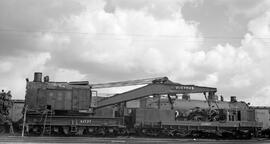 Great Northern Crane X1737 and Flat Car X2482 in Washington State, undated