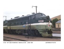 Northern Pacific Diesel Locomotive Number 6703A, Missoula, Montana, 1969