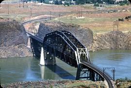 Great Northern Railway Columbia River bridge near Wenatchee, Washington in 1969.