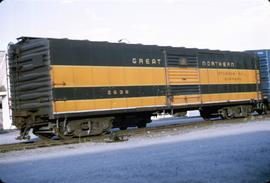 Great Northern Railway Express Box Car 2636, Railway Express Car at Wenatchee, Washington in 1970.