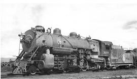 Great Northern Steam Locomotive 3077 at Bieber, California, 1941