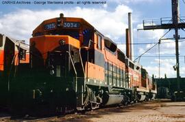 Great Northern Diesel Locomotive 3034 at Denver, Colorado, 1970