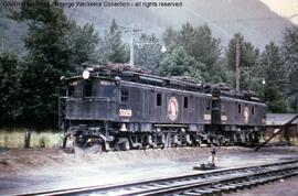 Great Northern Electric Locomotives 5002B and 5002A at Skykomish, Washington, 1953