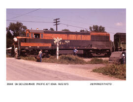 Great Northern Diesel Locomotive (as Burlington Northern Number 5405), Pacific Junction, Iowa, 1973