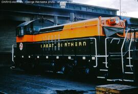 Great Northern Diesel Locomotive 136 at Hillyard, Washington, 1965