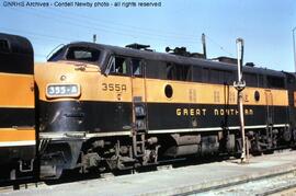 Great Northern Diesel Locomotive 355A at Wenatchee, Washington, 1967