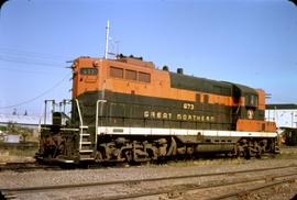 Great Northern Railway 673 at Burlington, Washington in 1968.