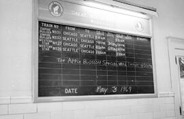 Great Northern Depot Departure Board at Wenatchee, Washington, undated