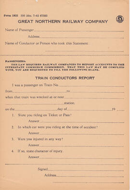 Great Northern Form 1035, Wreck Report, 1945