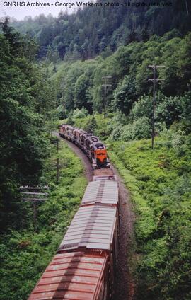 Great Northern Diesel Locomotive at Baring, Washington, 1968