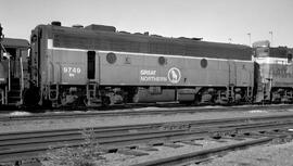 Burlington Northern Diesel Locomotive 9749 in Washington State, undated