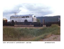 Northern Pacific Freight Car Number 65119 and Northern Pacific Bus, Superior, Montana, 1968