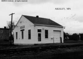 Great Northern Depot at Akeley, Minnesota, undated
