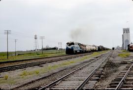 Great Northern Railway Extra West freight train at Stanley, North Dakota in 1969.