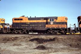 Great Northern Railway 636 at Sioux City, Iowa in 1969.