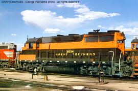 Great Northern Diesel Locomotive 3034 at Denver, Colorado, 1970