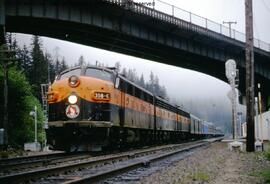 Great Northern Diesel Locomotive 358C at Scenic, Washington, 1968