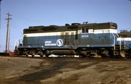 Great Northern Railway 2034 at Sioux City, Iowa in 1969.