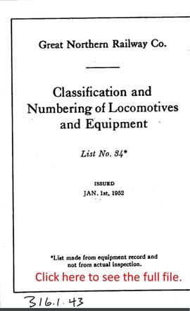 Great Northern Railway Company List of Equipment Number 34, 1952