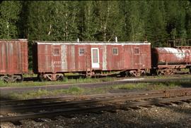 Great Northern Railway Outfit Car O2707 at Essex, Montana in 1977.