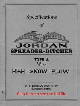 Specifications for Jordan Spreader-Ditcher Type A, 1937