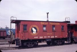 Great Northern Railway Caboose X-523  at Everett Washington in 1968.