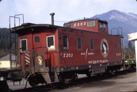 Great Northern Railway Caboose X303  at Skykomish, Washington in 1971.