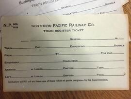 Northern Pacific Form 608, Train Register Ticket, 1925