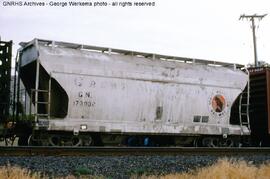 Great Northern Covered Hopper Car 173902 at Prosser, Washington, 1986