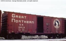 Great Northern Boxcar 19015 at Denver, Colorado, 1965