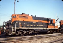 Great Northern Railway 676 at Burlington, Washington in 1968.