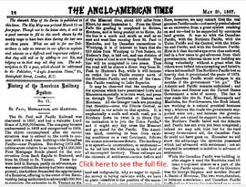 "Saint Paul, Minneapolis and Manitoba", "The Anglo-American Times" Article:  ...