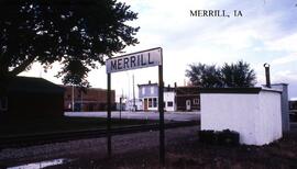 Great Northern Station Sign at Merrill, Iowa, undated