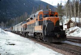 Great Northern Railway 3007 at Essex, Montana in 1968.