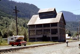 Great Northern Railway electrical substation at Skykomish, Washington in 1970.