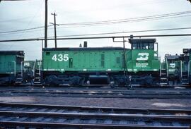 Burlington Northern diesel locomotive Number 435 at Kansas City, Missouri in 1980