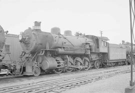 Northern Pacific steam locomotive 1557 at Brainerd, Minnesota, in 1954.
