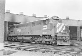 Burlington Northern diesel locomotive 5738 at Vancouver, Washington in 1971.