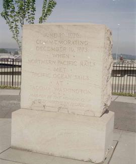 Commemorative monument at Tacoma, Washington, in 1990.