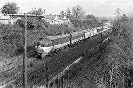 Amtrak diesel locomotive 9814 at Titlow, Washington in January 1976.