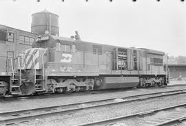 Burlington Northern diesel locomotive 5731 at Seattle, Washington in 1973.