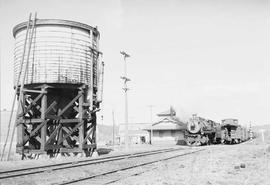 Northern Pacific mixed and freight trains at Pe Ell, Washington, in 1954.