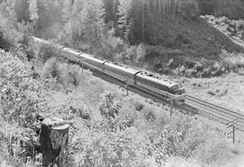 Burlington Northern diesel locomotive number 9784 at Cabin Creek , Washington, in 1970.