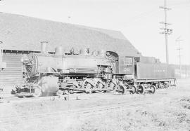 Cowlitz, Chehalis, and Cascade Railway steam locomotive 20 at Chehalis, Washington, circa 1950.