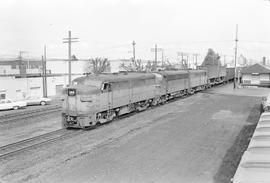 Burlington Northern diesel locomotive 4104 at Kent, Washington in 1971.