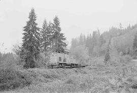 Chehalis Western Diesel Locomotive Number 684 at Pe Ell, Washington in October, 1974.