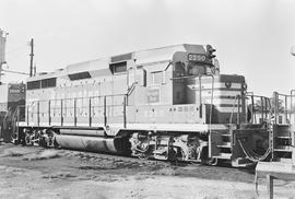 Burlington Northern diesel locomotive 2250 at Ottumwa, Iowa in 1972.