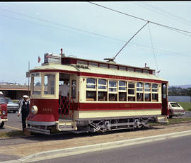 Yakima Valley Trolleys streetcar number 1976 at Yakima, Washington, circa 1975.