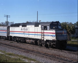 Amtrak diesel locomotive 377 at Fort Lauderdale, Florida on December 30, 1984.